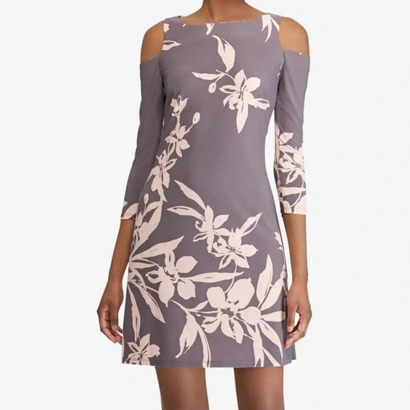 American Living Dresses & Skirts - Gray and pink floral 3/4 sleeve cocktail dress Size 16 Women's Floral-Print